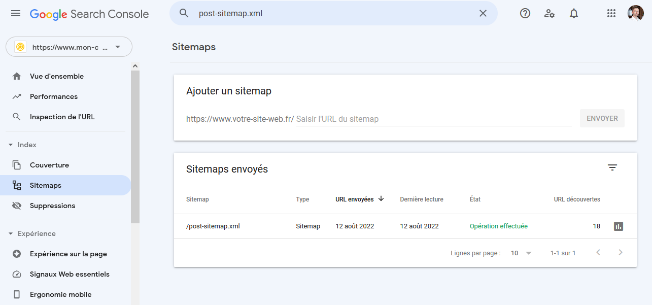 ajout sitemap google search console